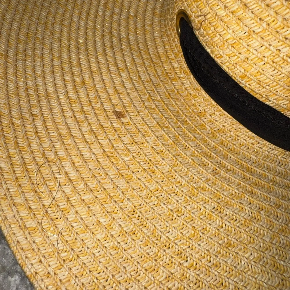 Rima Beach World Women's 100% Straw Sun Hat Wide Brim Black Bow Beige St.Martin - Picture 3 of 5